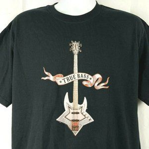 TRUE True Bass Guitar Vintage '90s L T-Shirt Large Mens USA Made Deadstock NOS